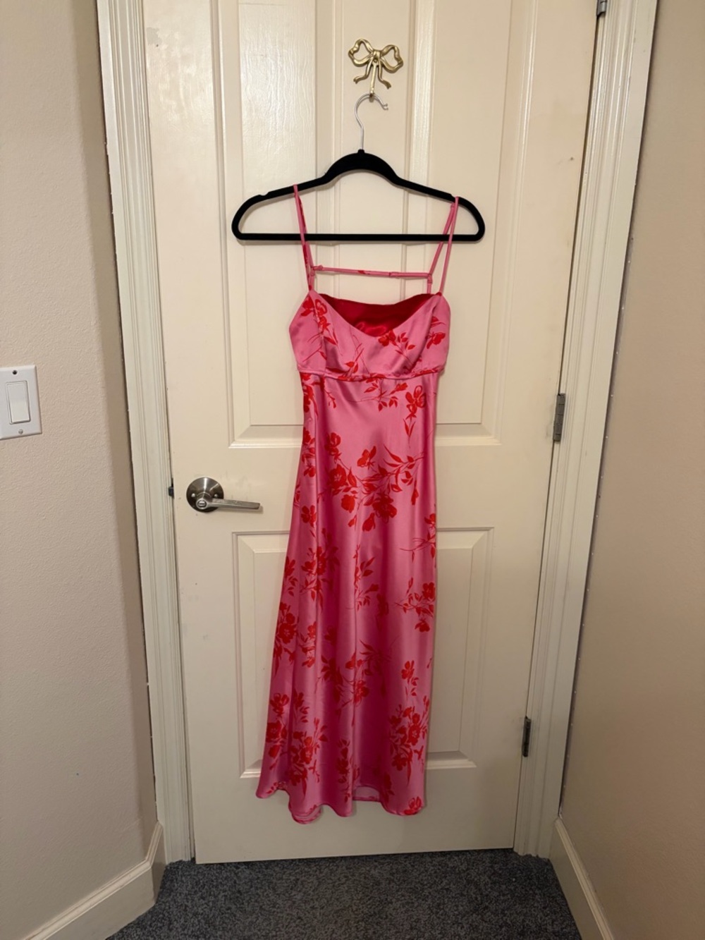 Lulu's Pink Dress with Red Floral Print